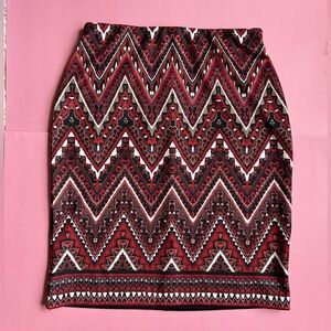 Dress Barn Maroon Bohemian Business Casual Midi Skirt